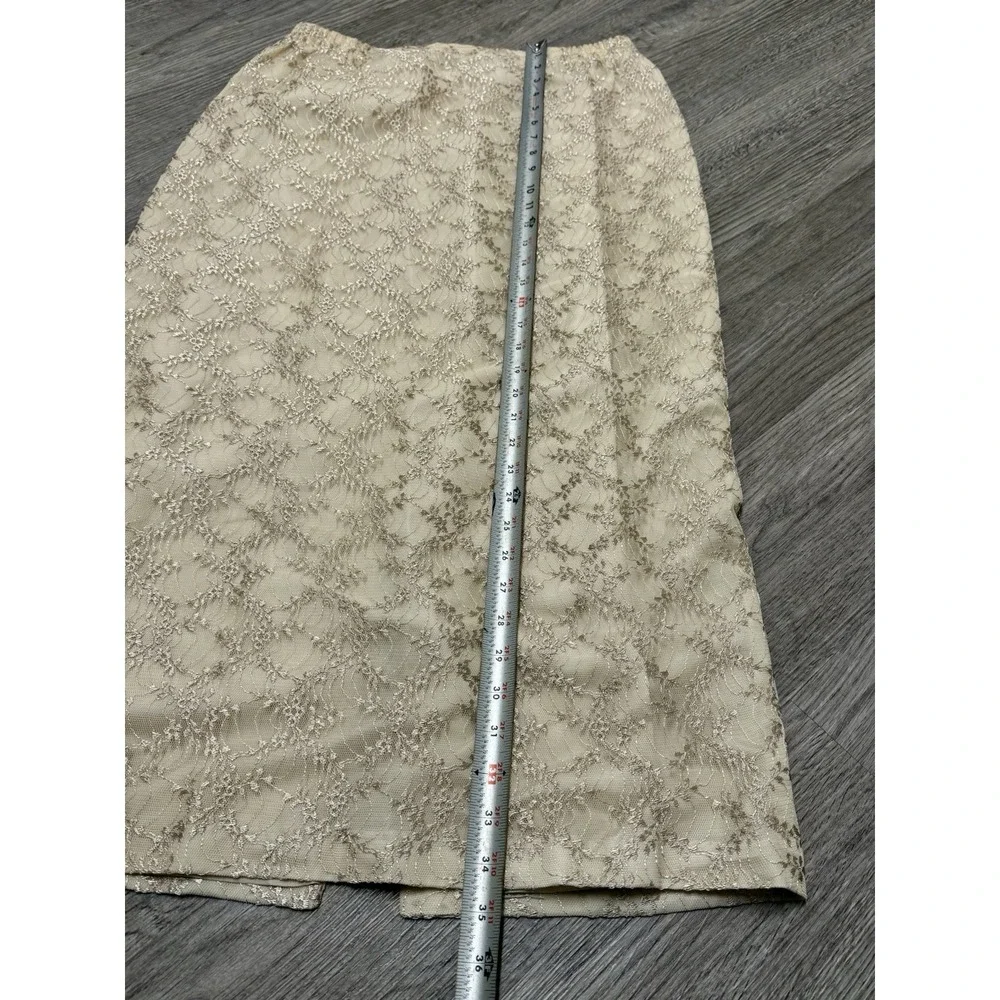 R&M Richards‎ Petite Champagne Gold Floral Lace Maxi Skirt Size 16P 13375